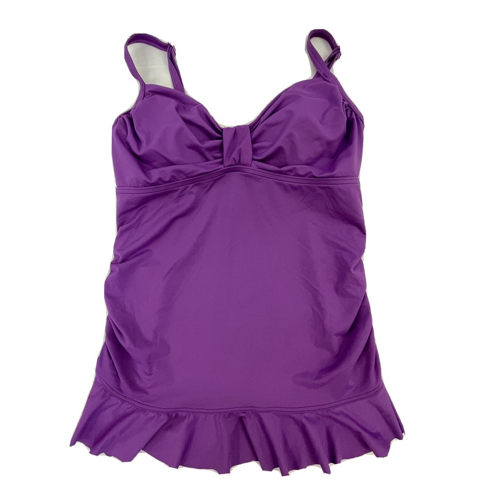 Lands End Purple Twist Tankini Tank Swim Top Women Sz 8 Swimsuit Underwire Bra